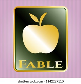  Gold badge or emblem with apple icon and Fable text inside
