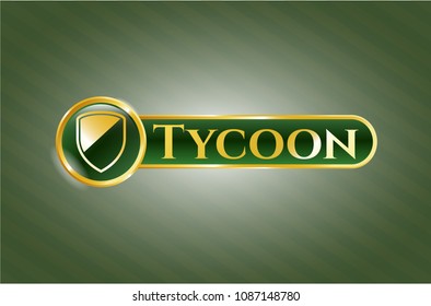   Gold badge or emblem with armor icon and Tycoon text inside