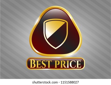  Gold badge or emblem with armor icon and Best Price text inside