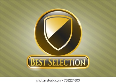  Gold badge or emblem with armor icon and Best Selection text inside