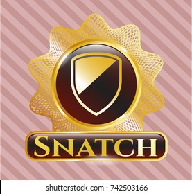  Gold badge or emblem with armor icon and Snatch text inside