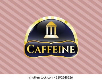  Gold badge or emblem with bank icon and Caffeine text inside