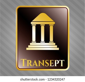  Gold badge or emblem with bank icon and Transept text inside