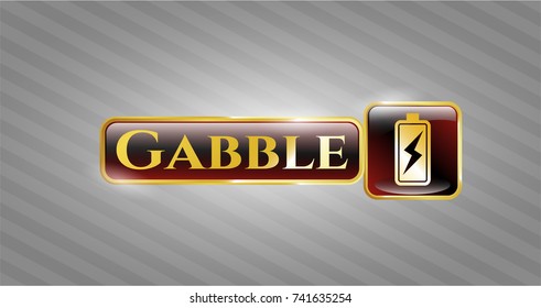  Gold badge or emblem with battery charging icon and Gabble text inside