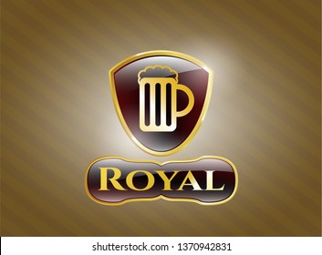  Gold badge or emblem with beer jar icon and Royal text inside