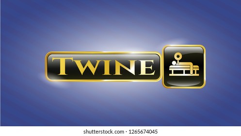  Gold badge or emblem with bench press icon and Twine text inside