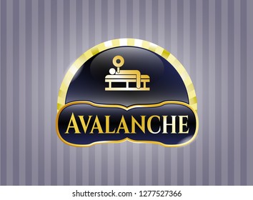  Gold Badge Or Emblem With Bench Press Icon And Avalanche Text Inside