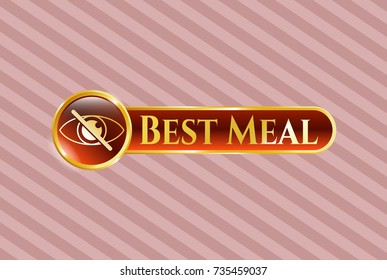  Gold badge or emblem with blind icon and Best Meal text inside