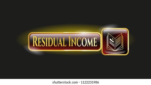  Gold badge or emblem with book icon and Residual Income text inside