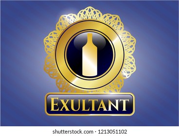  Gold badge or emblem with bottle icon and Exultant text inside