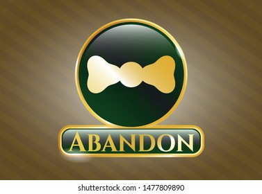  Gold badge or emblem with bow tie icon and Abandon text inside