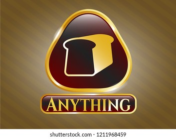  Gold badge or emblem with bread icon and Anything text inside