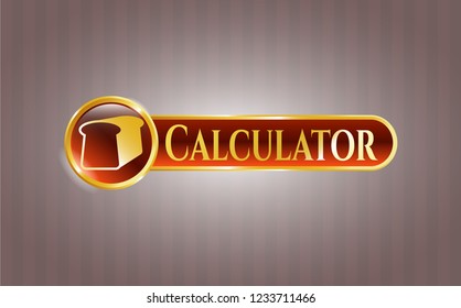  Gold badge or emblem with bread icon and Calculator text inside