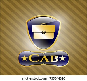  Gold badge or emblem with briefcase icon and Cab text inside