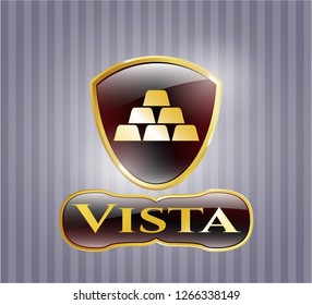  Gold badge or emblem with gold bullion icon and Vista text inside