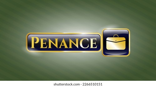 Gold badge or emblem with business briefcase icon and Penance text inside