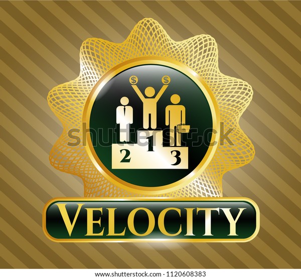  Gold badge or emblem with business
competition, podium icon and Velocity text
inside