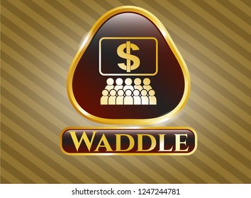  Gold badge or emblem with business congress icon and Waddle text inside