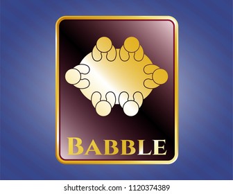  Gold badge or emblem with business meeting teamwork icon and Babble text inside