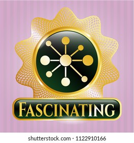  Gold badge or emblem with business network icon and Fascinating text inside