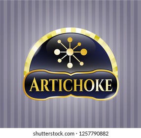  Gold badge or emblem with business network icon and Artichoke text inside