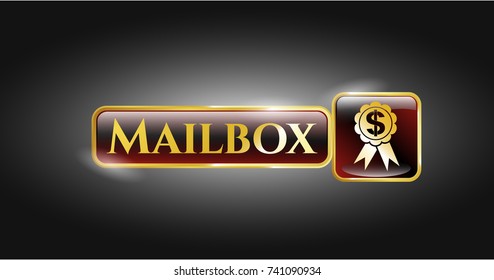  Gold badge or emblem with business ribbon icon and Mailbox text inside