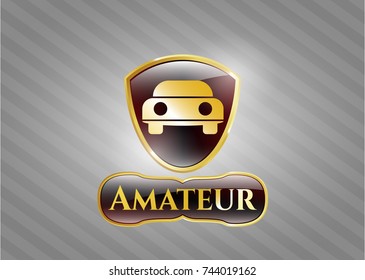  Gold badge or emblem with car seen from front icon and Amateur text inside