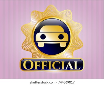  Gold badge or emblem with car seen from front icon and Official text inside