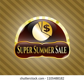  Gold badge or emblem with chart icon and Super Summer Sale text inside