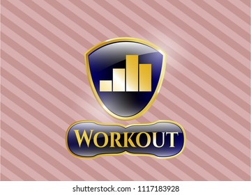  Gold badge or emblem with chart icon and Workout text inside