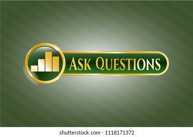  Gold badge or emblem with chart icon and Ask Questions text inside