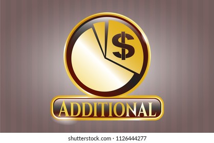  Gold badge or emblem with chart icon and Additional text inside