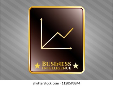  Gold badge or emblem with chart icon and Business Intelligence text inside