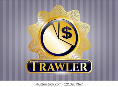  Gold badge or emblem with chart icon and Trawler text inside
