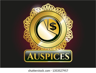  Gold badge or emblem with chart icon and Auspices text inside