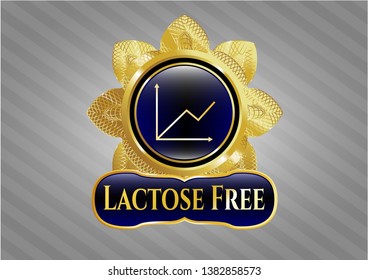  Gold badge or emblem with chart icon and Lactose Free text inside