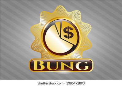  Gold badge or emblem with chart icon and Bung text inside