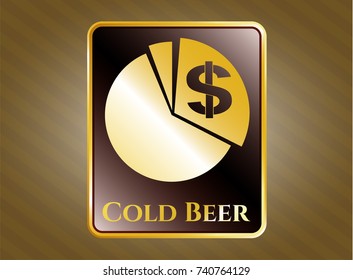  Gold badge or emblem with chart icon and Cold Beer text inside