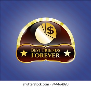  Gold badge or emblem with chart icon and Best Friends Forever text inside
