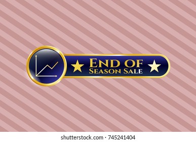  Gold badge or emblem with chart icon and End of Season Sale text inside