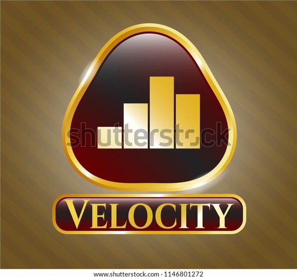  Gold badge or emblem with chart icon and Velocity\
text inside