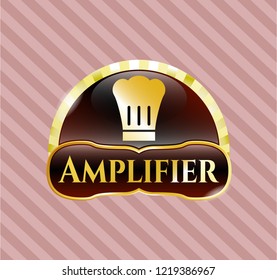  Gold badge or emblem with chef hat icon and Amplifier text inside