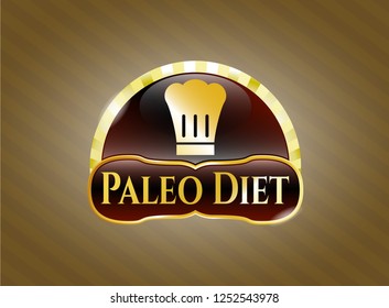  Gold badge or emblem with chef hat icon and Paleo Diet text inside