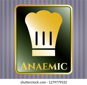  Gold badge or emblem with chef hat icon and Anaemic text inside
