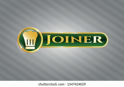  Gold badge or emblem with chef hat icon and Joiner text inside
