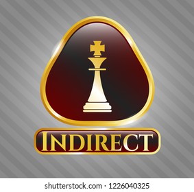  Gold badge or emblem with chess king icon and Indirect text inside