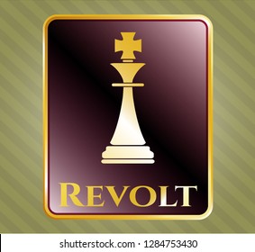  Gold badge or emblem with chess king icon and Revolt text inside