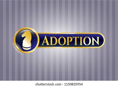  Gold badge or emblem with chess knight icon and Adoption text inside