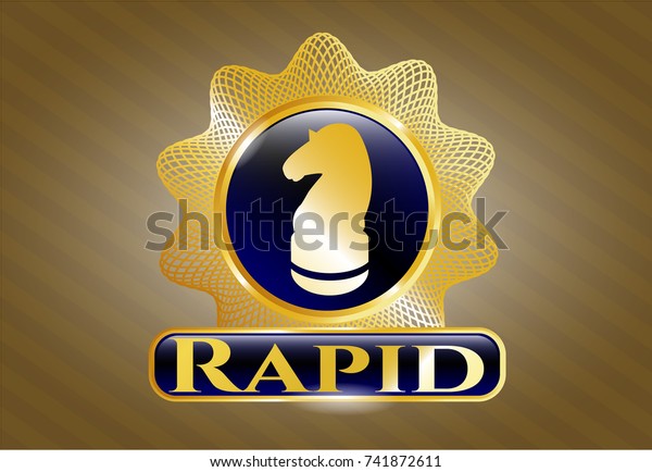  Gold badge or emblem with chess knight icon and\
Rapid text inside