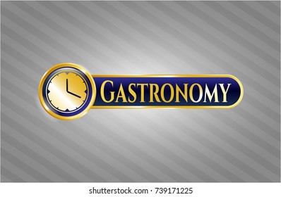 Gold badge or emblem with clock, time icon and Gastronomy text inside